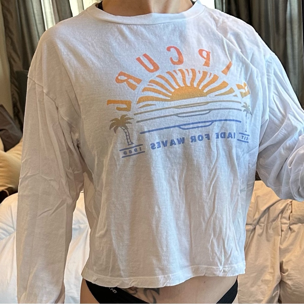 Rip Curl White Long Sleeve Tee with Sunset Graphic